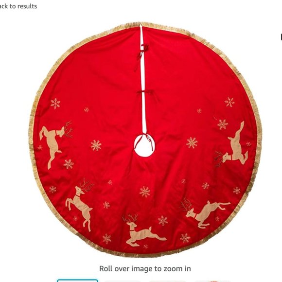 Kurt Adler Red Reindeer Christmas Tree Skirt 54" - Picture 1 of 5